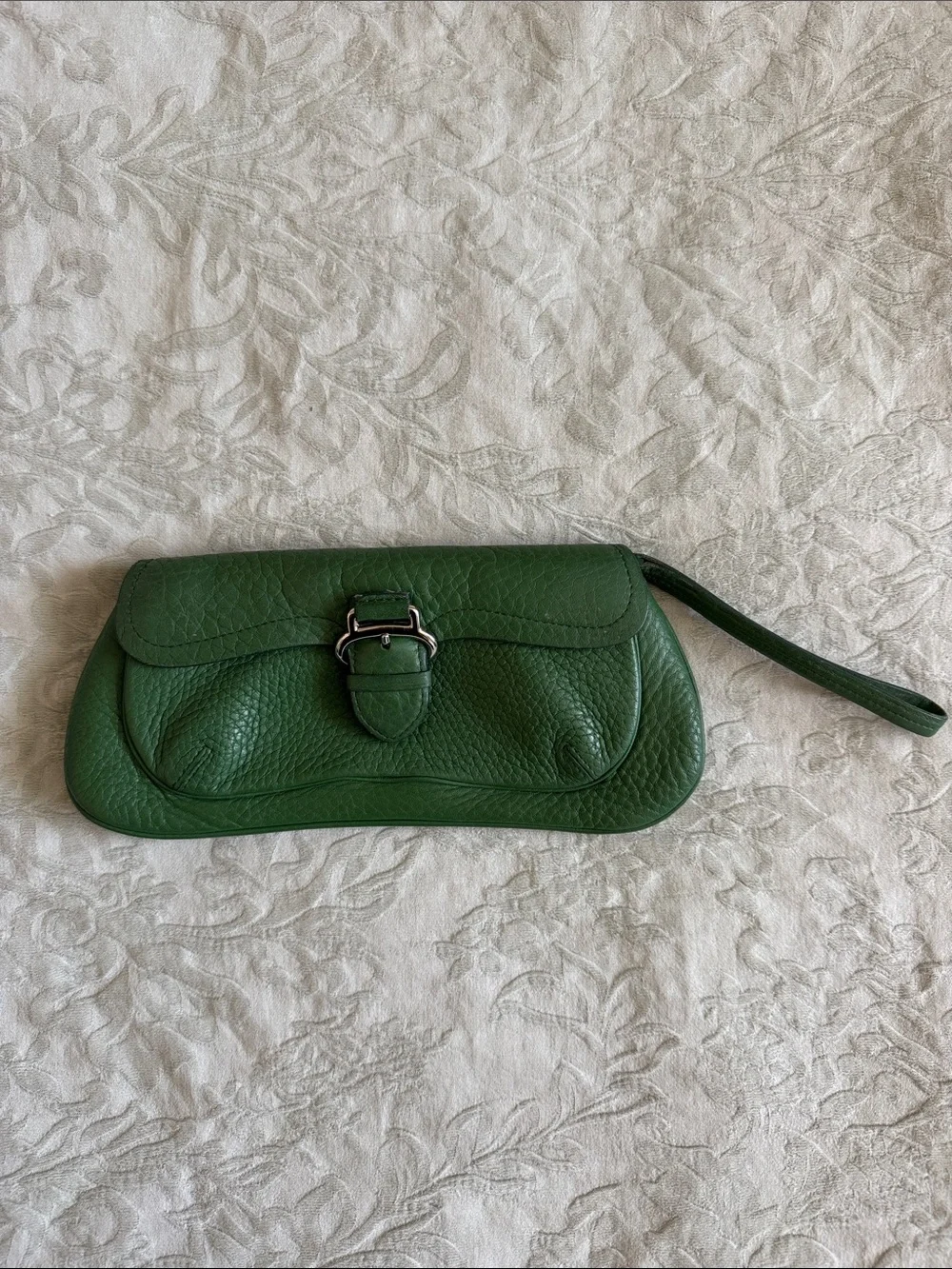 Cole Haan Green Leather Wristlet Clutch